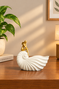 Nordic White & Gold Nautilus Maiden Sculpture
