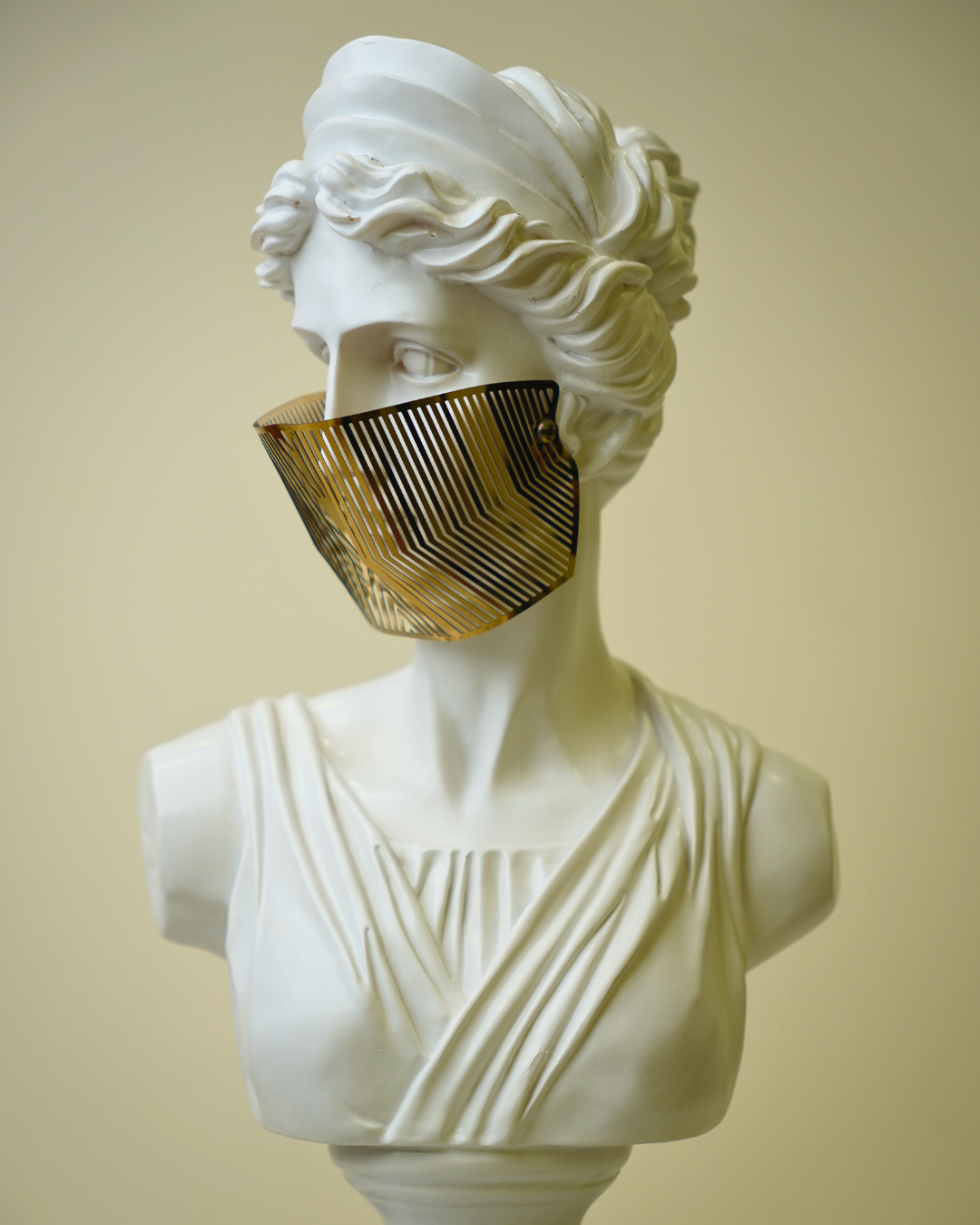 Modern Classical Fusion - Venus Bust Statue with Geometric Mask Decor