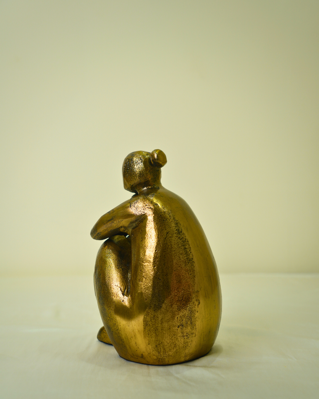 Golden Metal Sitting Thinker Figurine