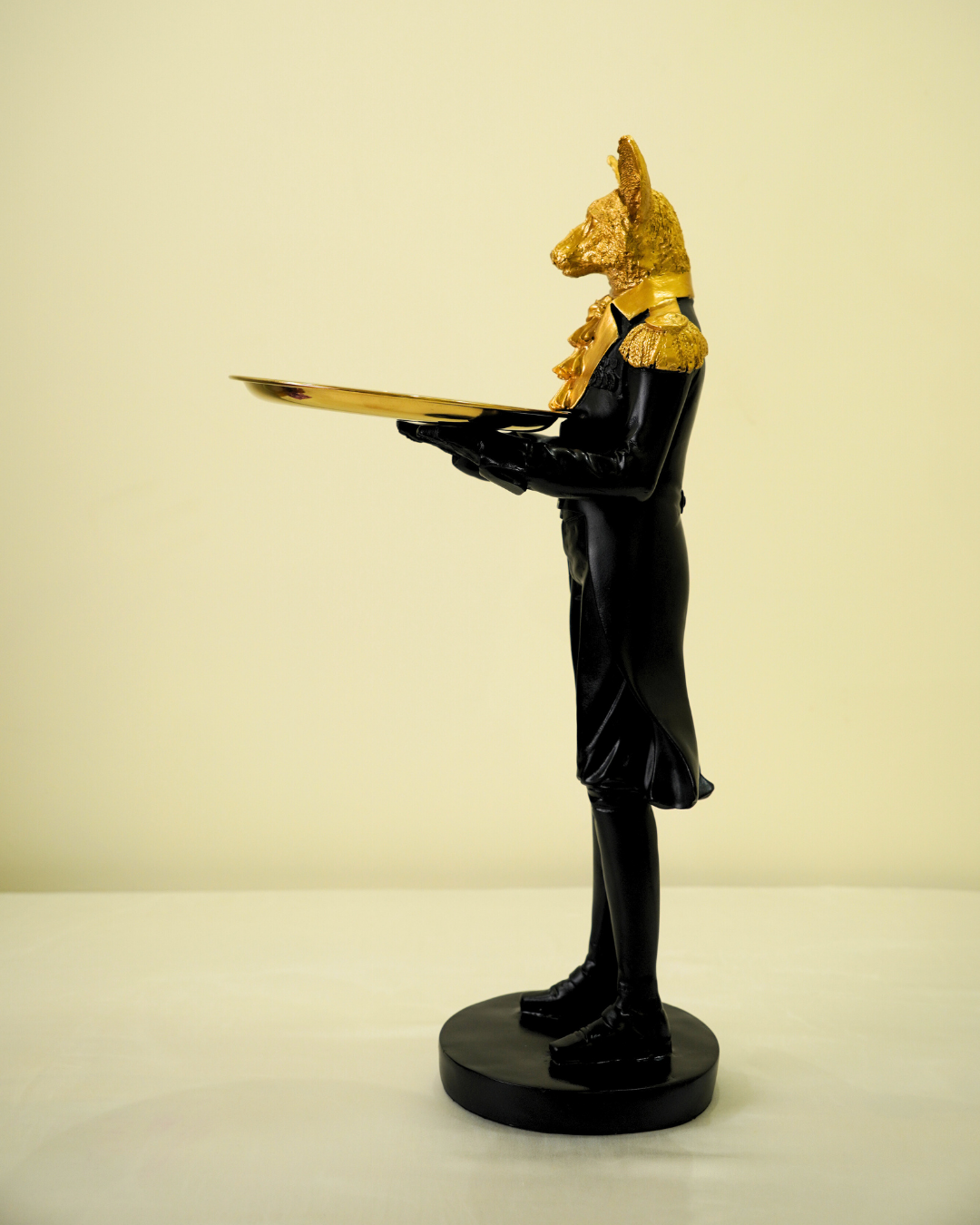 Wolf Decor With Tray (Black & Gold)
