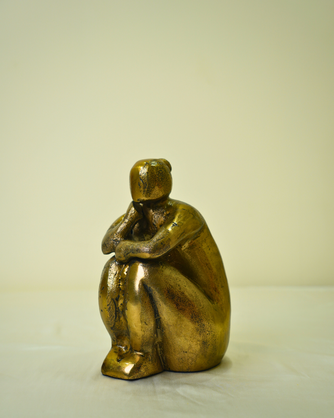 Golden Metal Sitting Thinker Figurine
