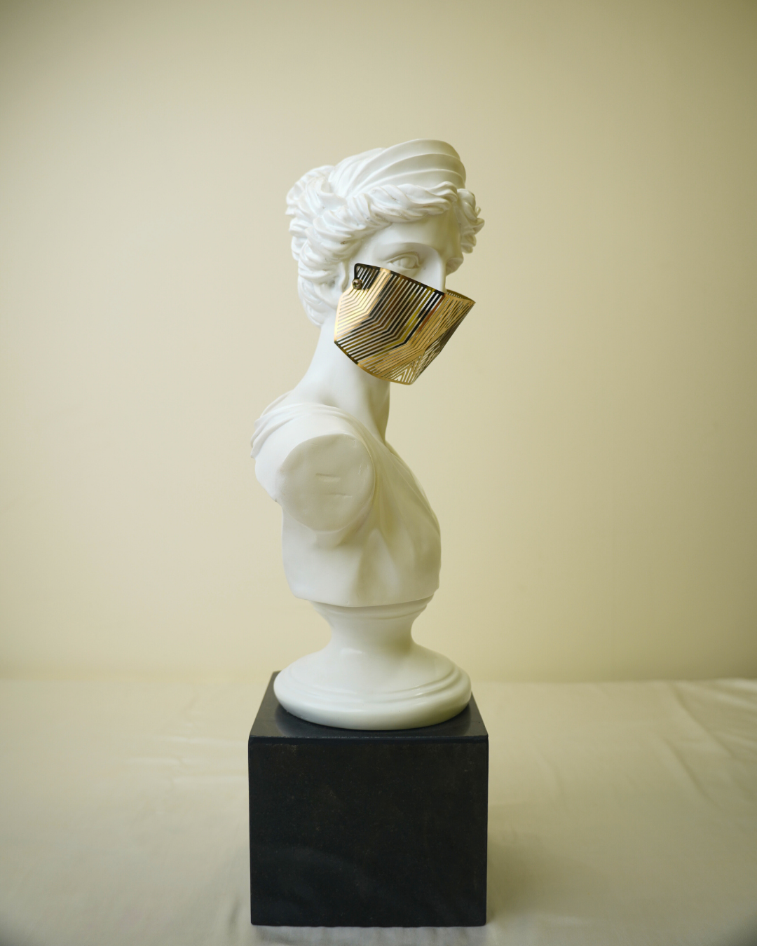 Modern Classical Fusion - Venus Bust Statue with Geometric Mask Decor