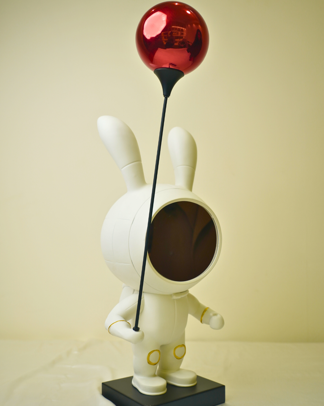 Cosmic Voyager - Large White Astronaut Rabbit Figurine with Red Balloon