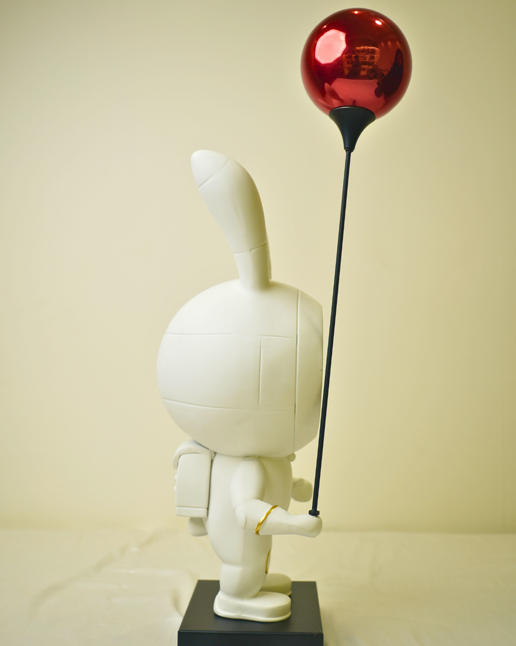 Cosmic Voyager - Large White Astronaut Rabbit Figurine with Red Balloon