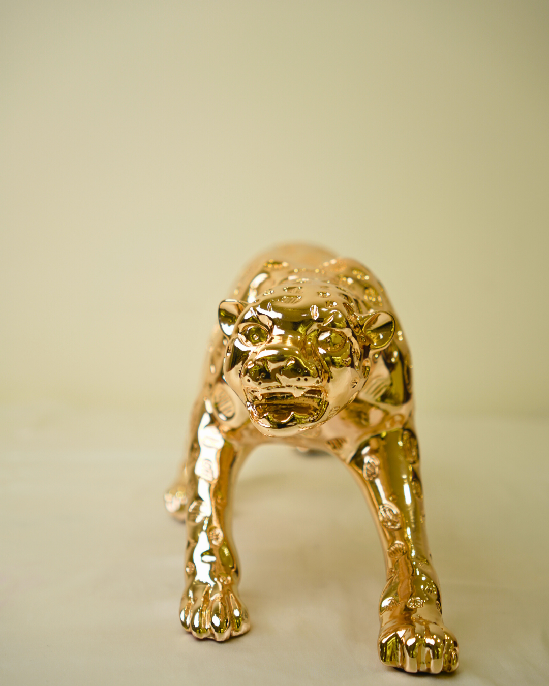 Galloping Golden Jaguar - Modern Luxury Wildlife Sculpture