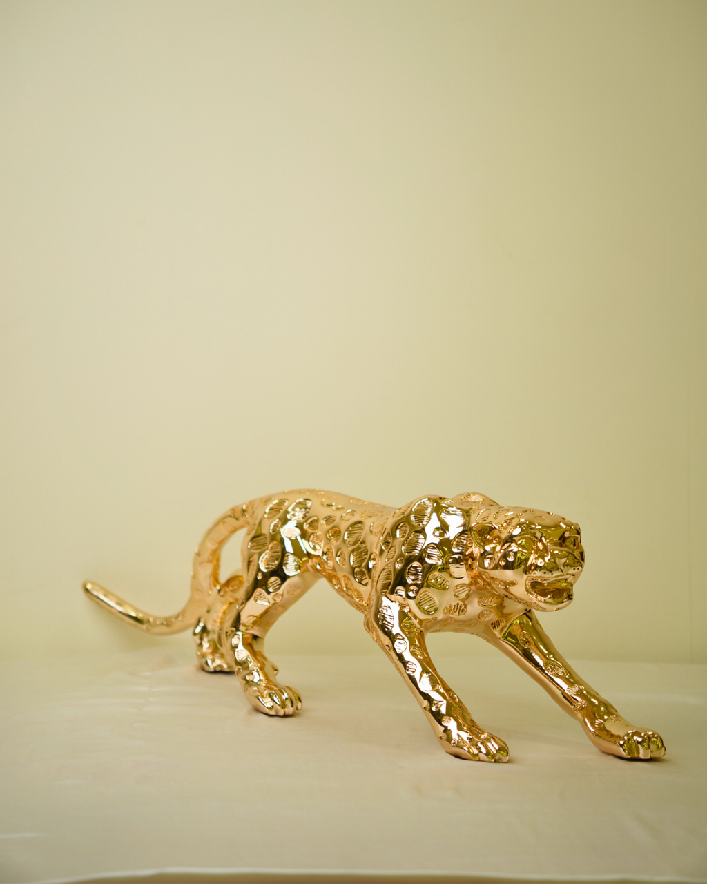 Galloping Golden Jaguar - Modern Luxury Wildlife Sculpture