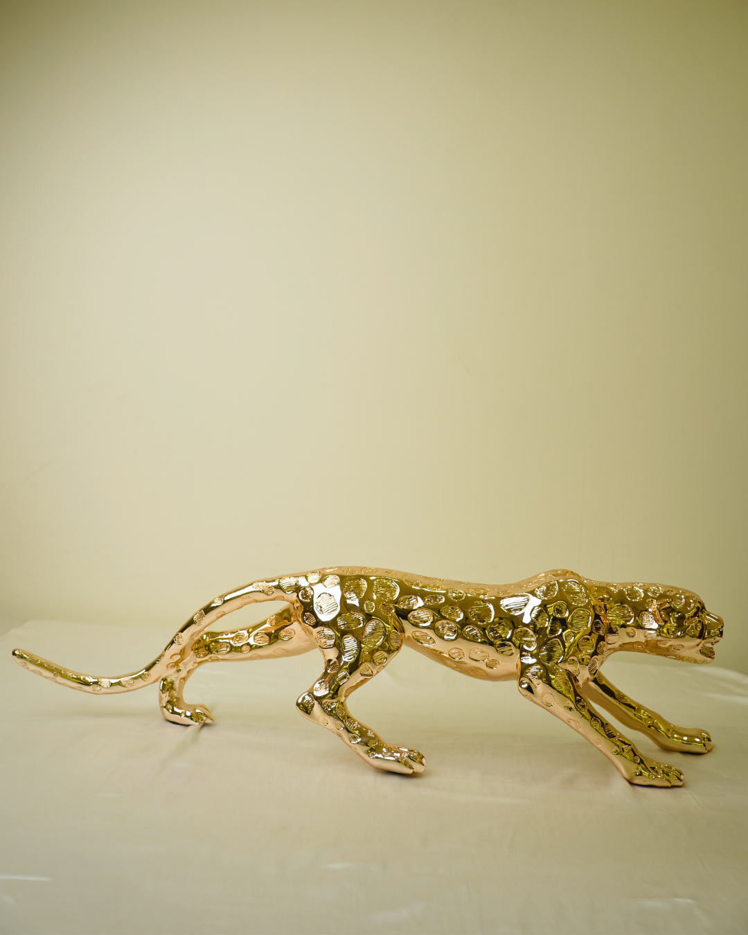 Galloping Golden Jaguar - Modern Luxury Wildlife Sculpture