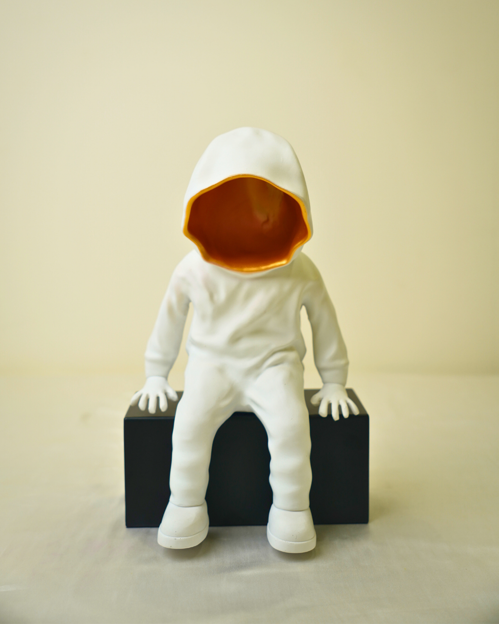 Cool Dude Seated Sculpture in Matte White & Gold