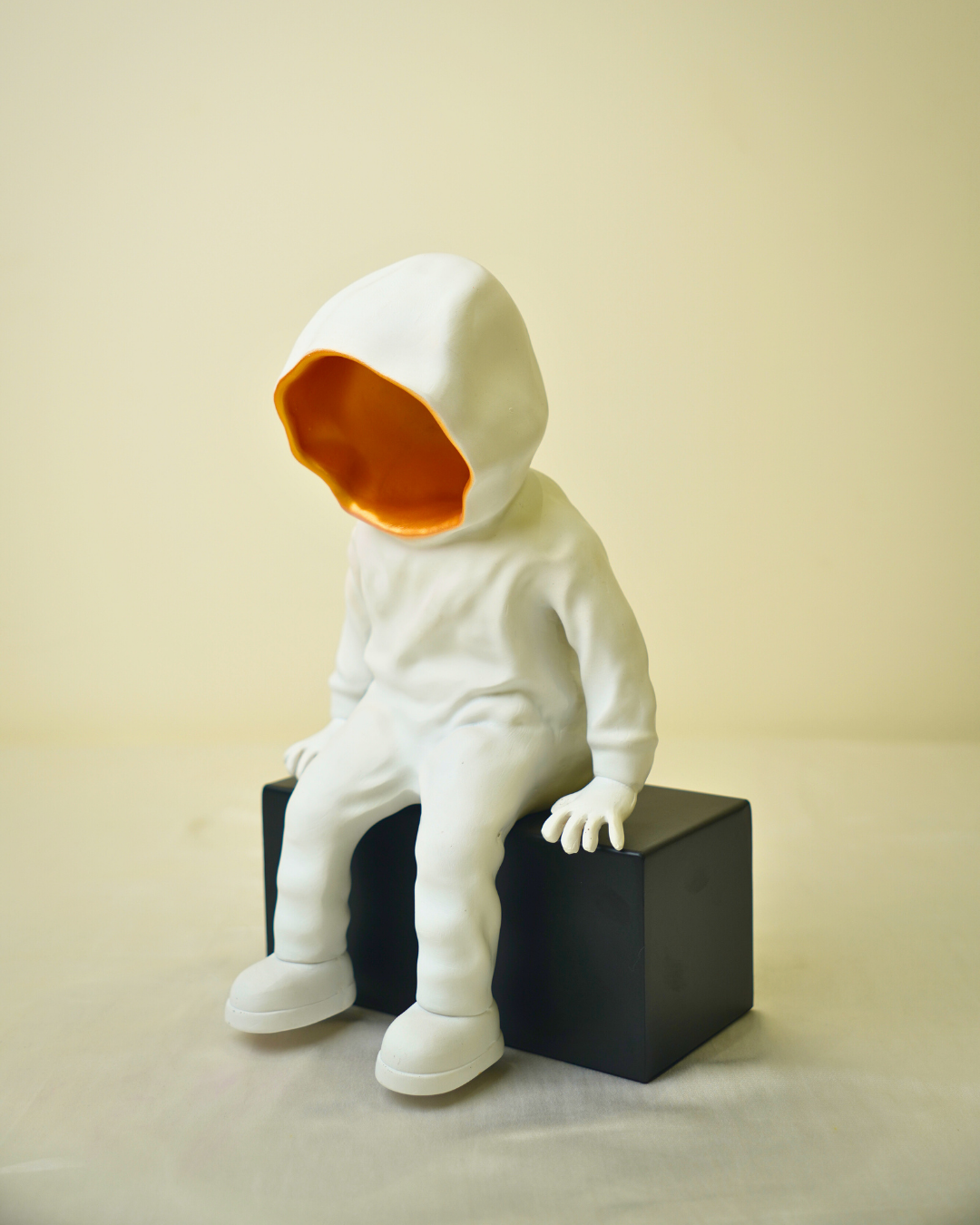 Cool Dude Seated Sculpture in Matte White & Gold