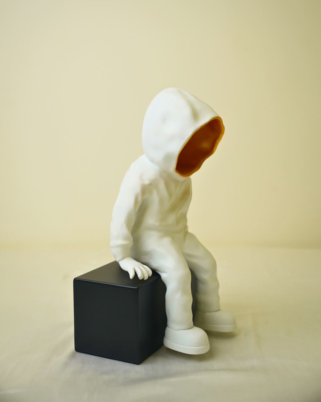 Cool Dude Seated Sculpture in Matte White & Gold