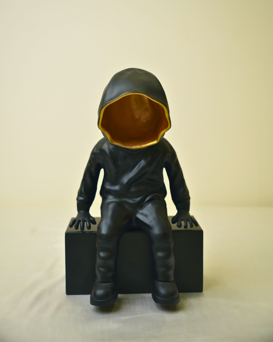 Cool Dude Seated Sculpture in Matte Black & Gold