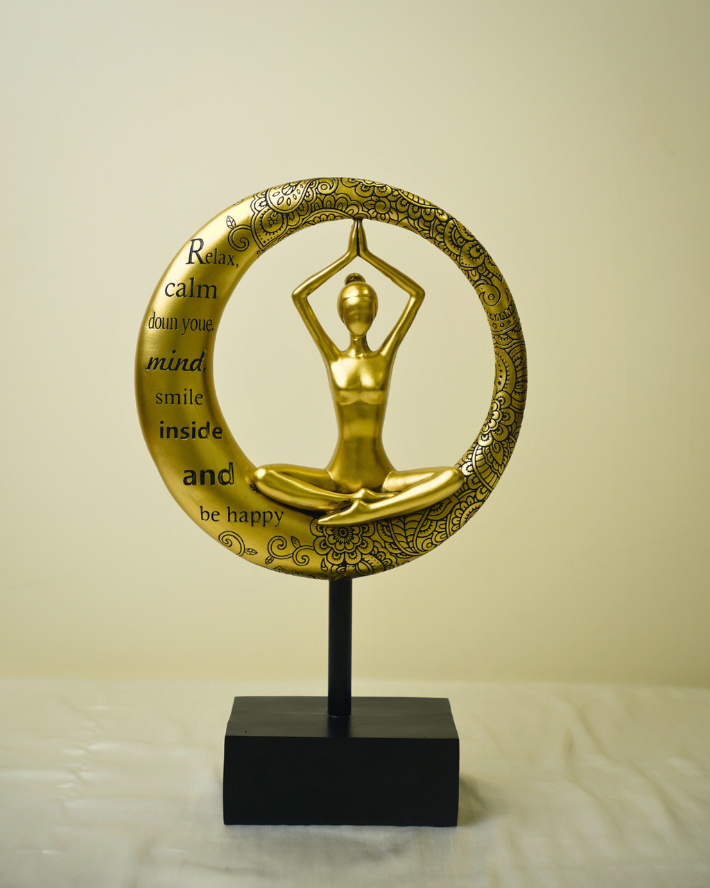 Zen Spirit Yoga Lady - Modern Gold & Black Meditation Artefact
