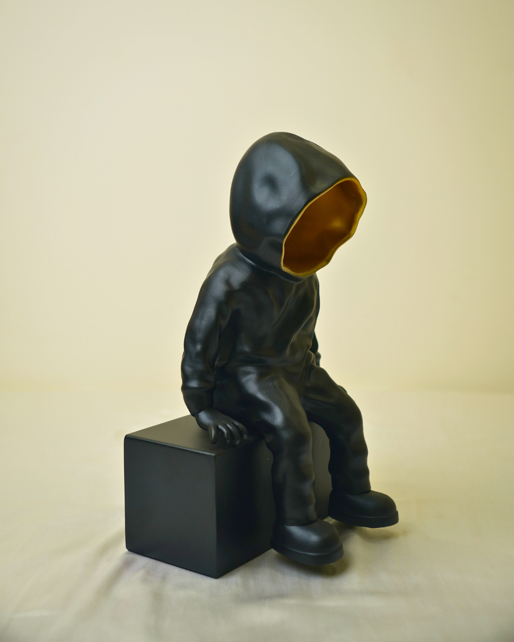 Cool Dude Seated Sculpture in Matte Black & Gold