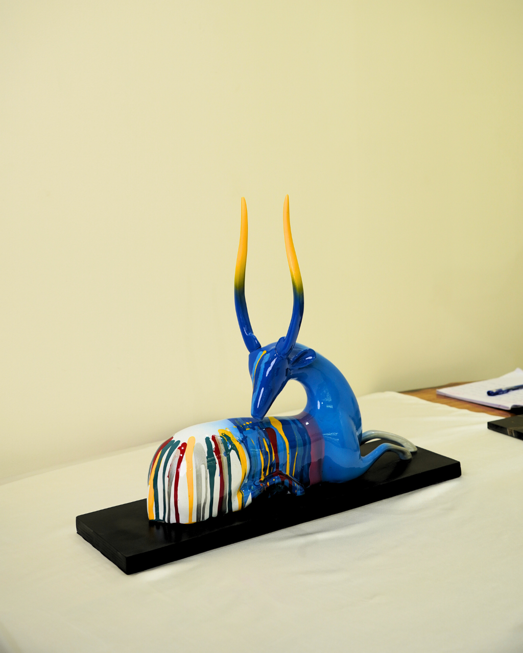Deer Multi Sitting – Multi-Blue – Elegant Artistic Home Decor Sculpture