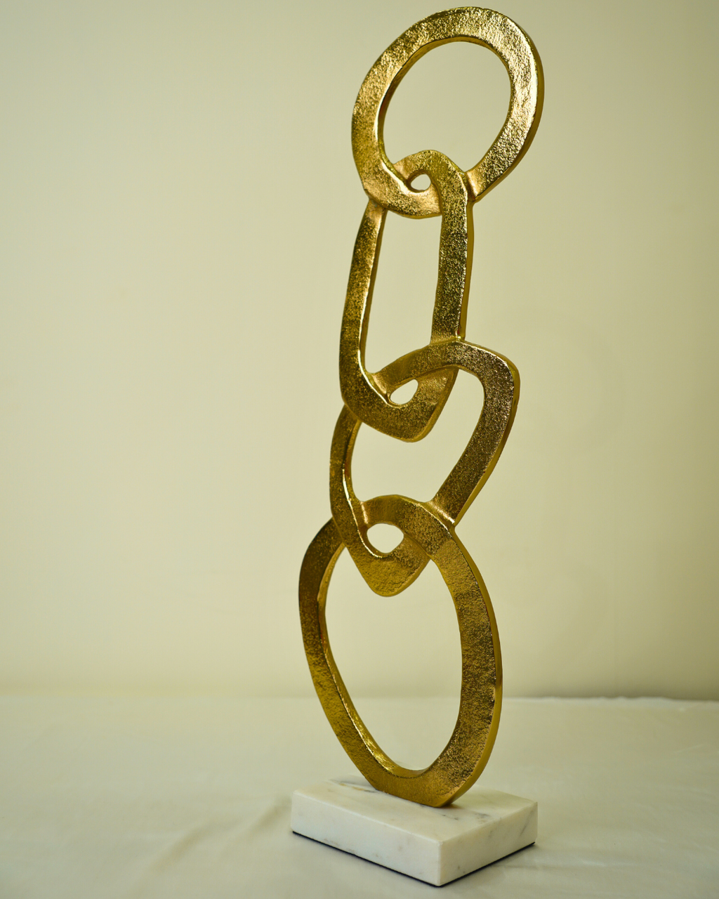 Interlinked Rings Decorative Sculpture with Marble Base