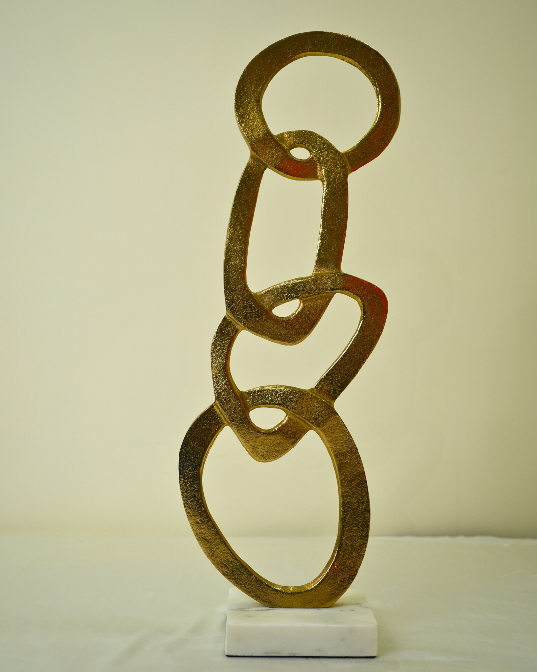 Interlinked Rings Decorative Sculpture with Marble Base