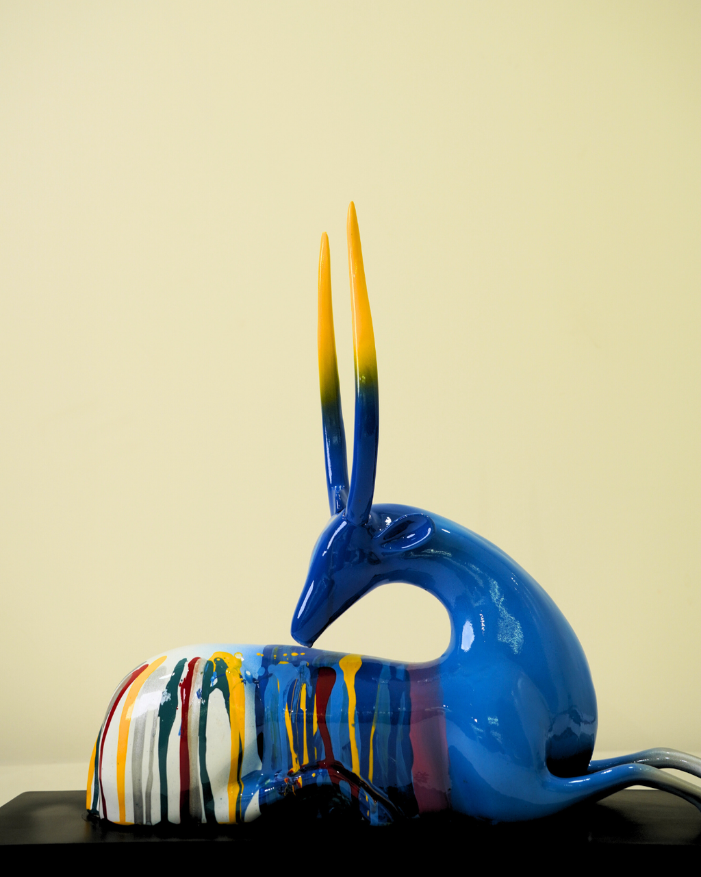 Deer Multi Sitting – Multi-Blue – Elegant Artistic Home Decor Sculpture