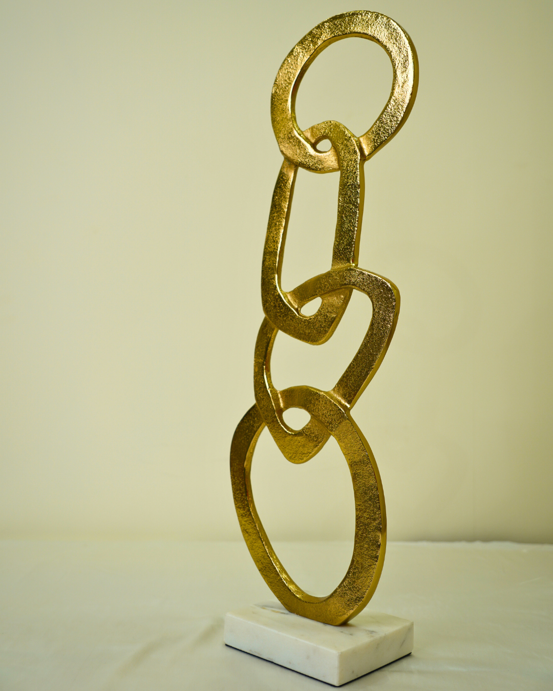 Interlinked Rings Decorative Sculpture with Marble Base