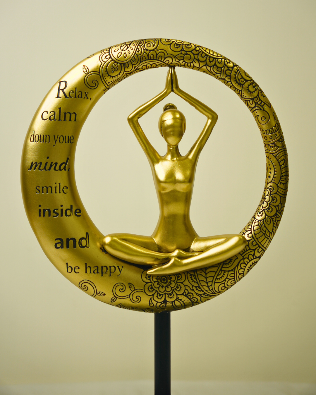 Zen Spirit Yoga Lady - Modern Gold & Black Meditation Artefact