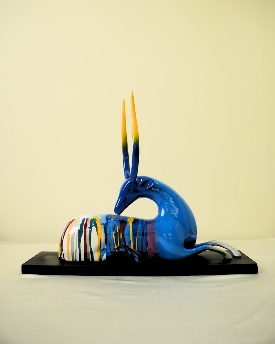 Deer Multi Sitting – Multi-Blue – Elegant Artistic Home Decor Sculpture