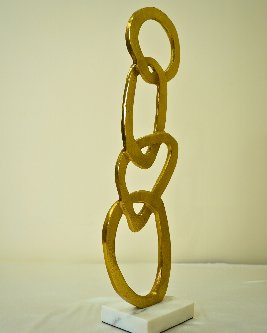 Interlinked Rings Decorative Sculpture with Marble Base