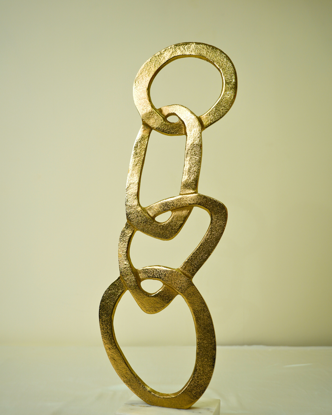 Interlinked Rings Decorative Sculpture with Marble Base