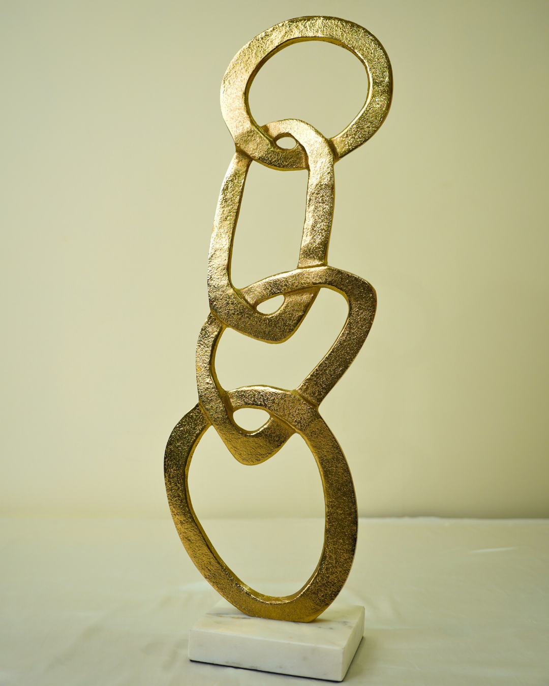 Interlinked Rings Decorative Sculpture with Marble Base