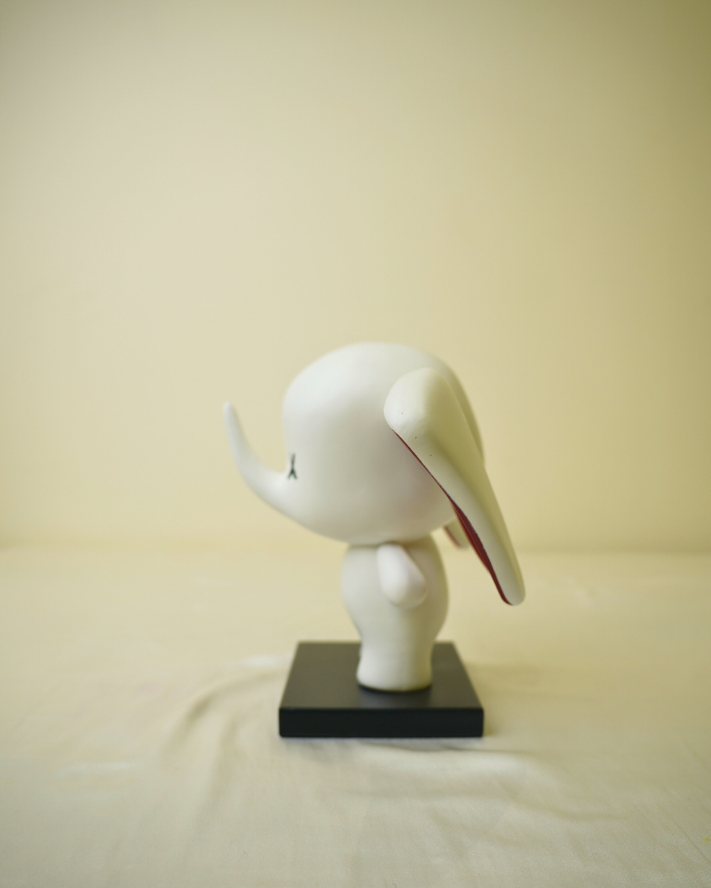 Modern Minimalist Elephant - Stylized White & Red Abstract Figurine