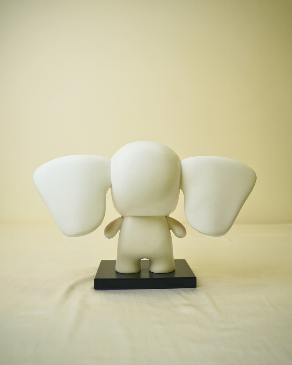 Modern Minimalist Elephant - Stylized White & Red Abstract Figurine