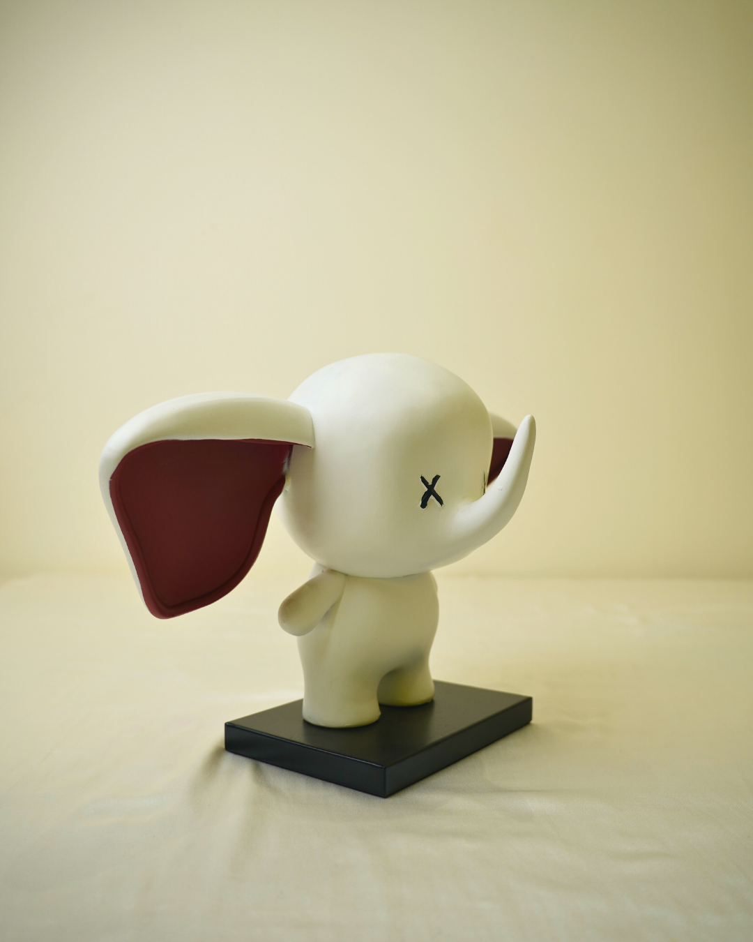 Modern Minimalist Elephant - Stylized White & Red Abstract Figurine