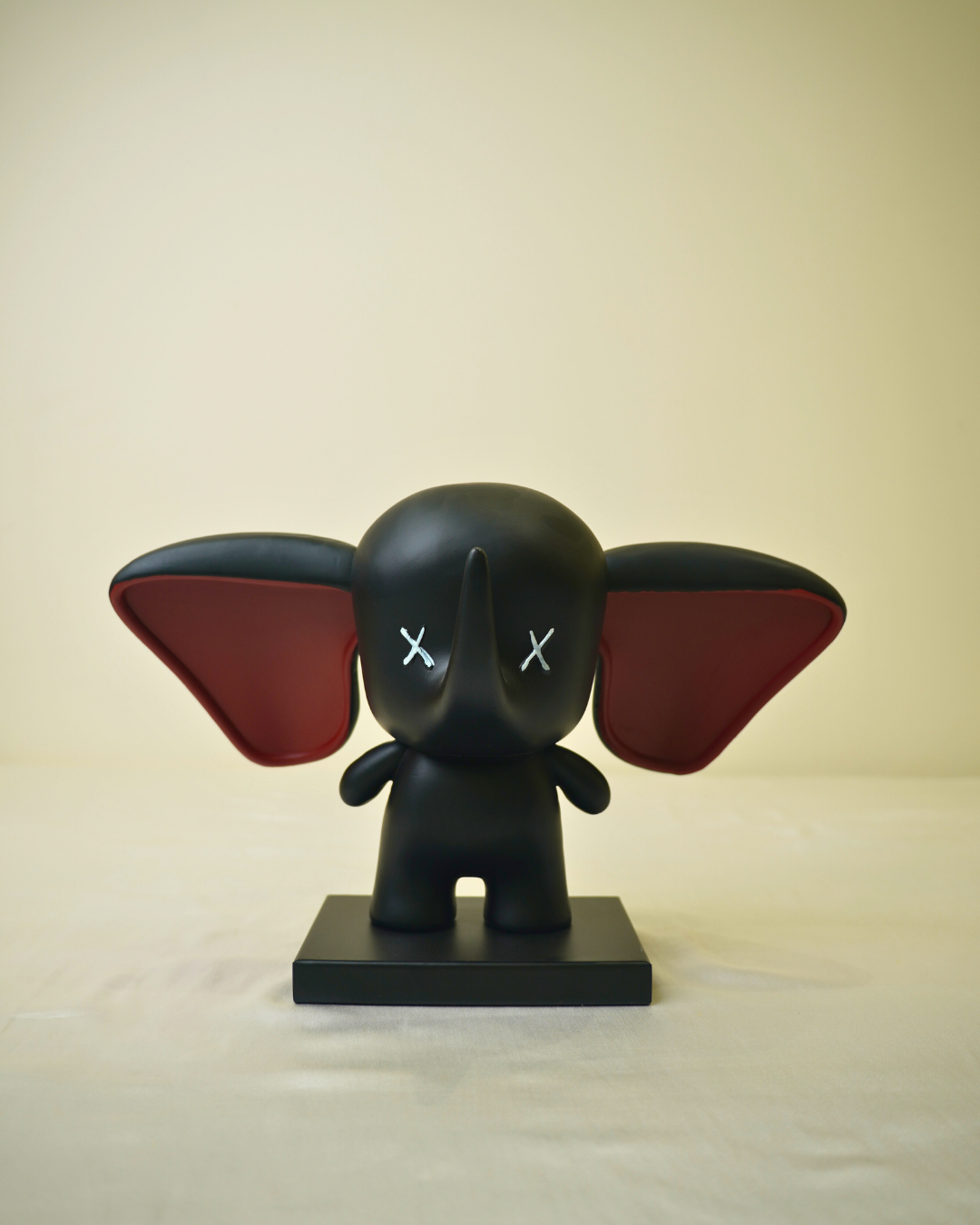 Modern Minimalist Elephant - Stylized Black & Red Abstract Figurine