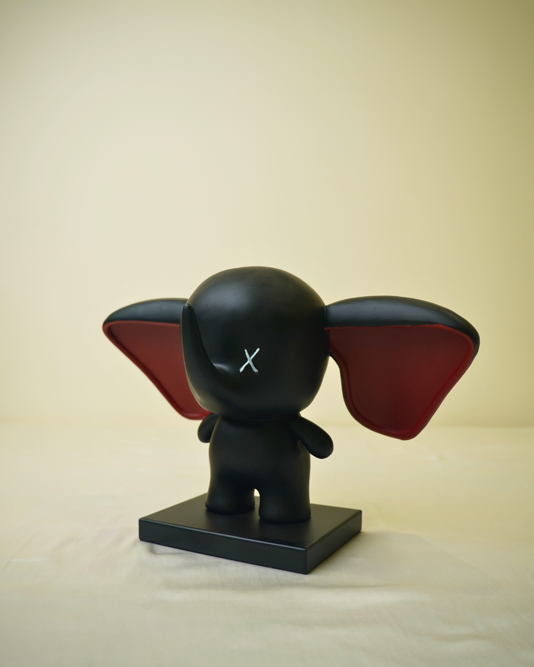Modern Minimalist Elephant - Stylized Black & Red Abstract Figurine