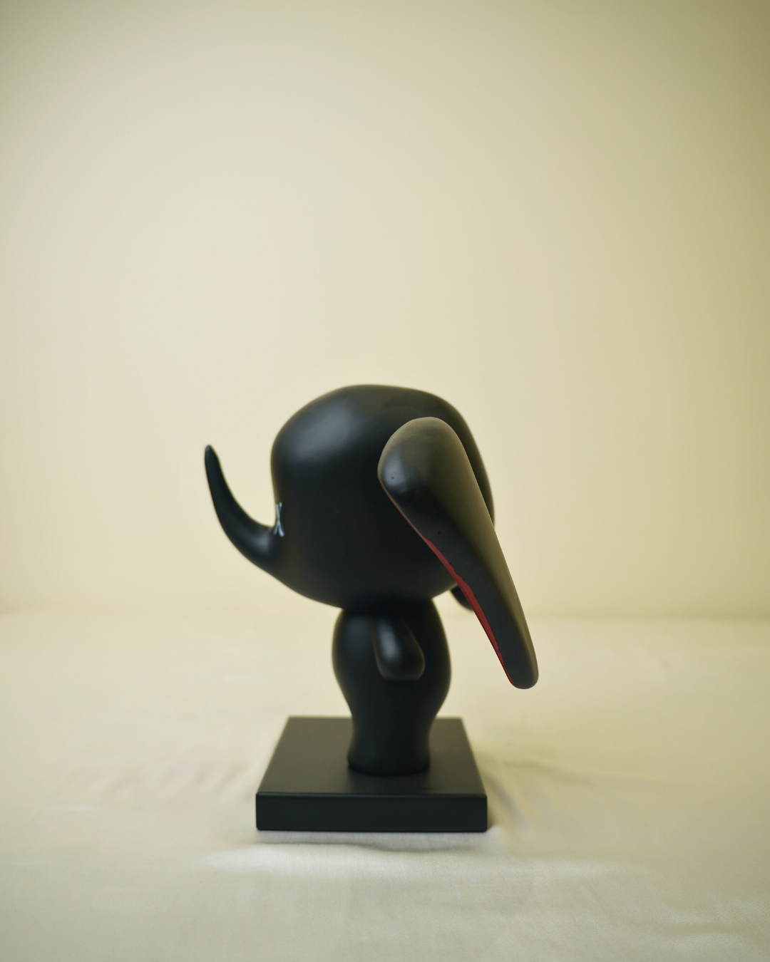 Modern Minimalist Elephant - Stylized Black & Red Abstract Figurine