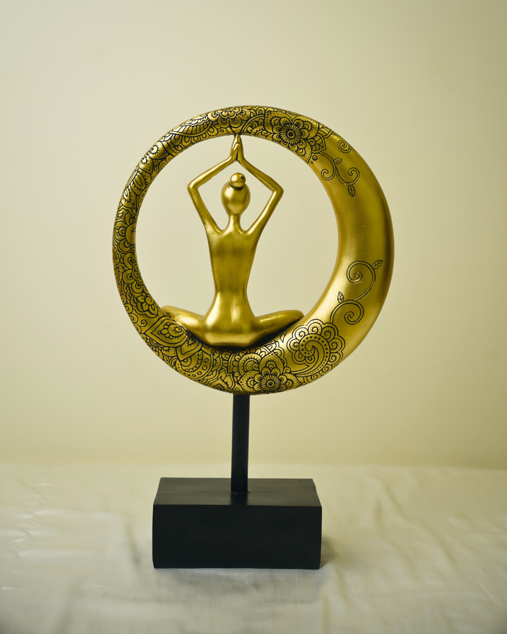 Zen Spirit Yoga Lady - Modern Gold & Black Meditation Artefact
