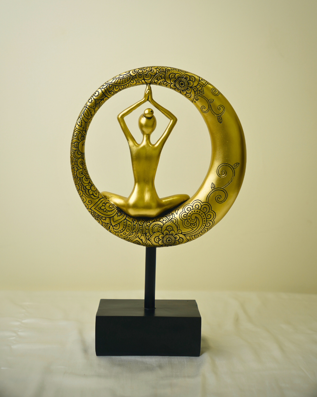 Zen Spirit Yoga Lady - Modern Gold & Black Meditation Artefact