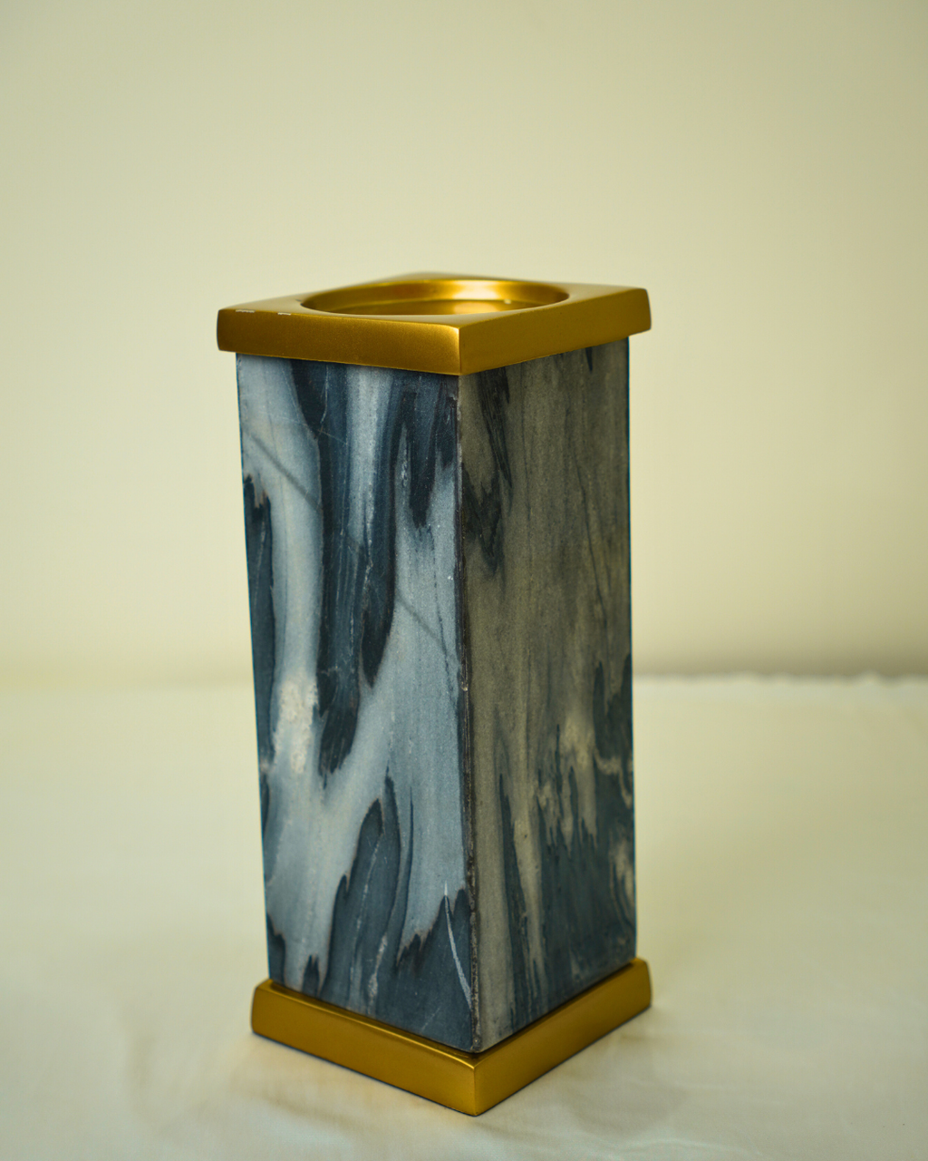 Set of 2 Luxury Metal & Marble Decor Vases