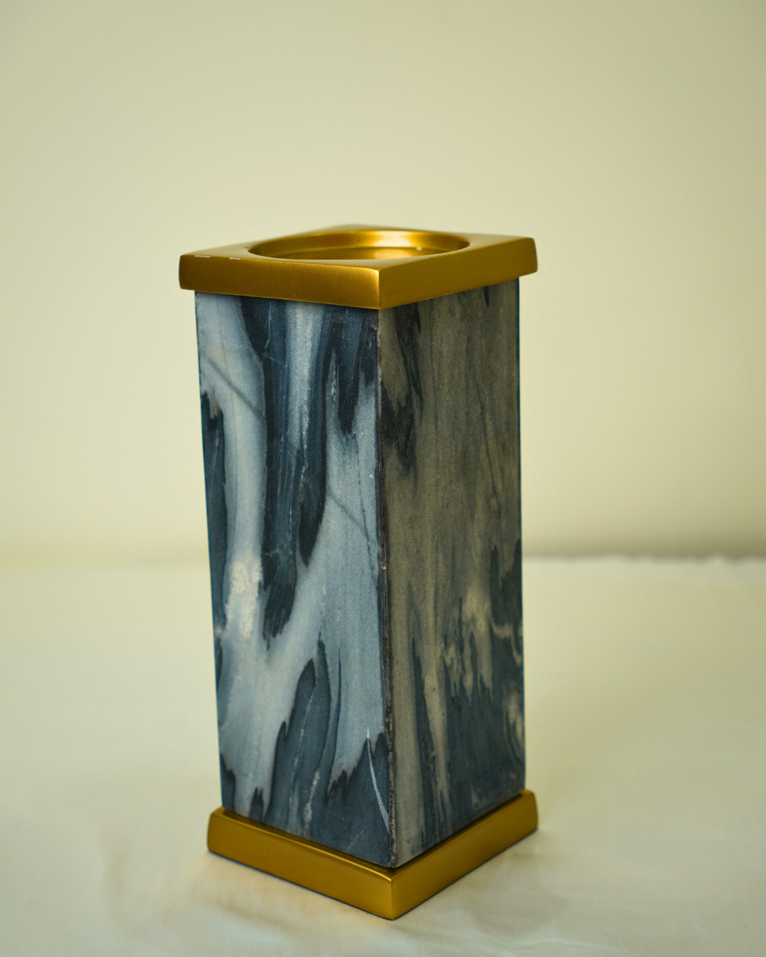 Set of 2 Luxury Metal & Marble Decor Vases