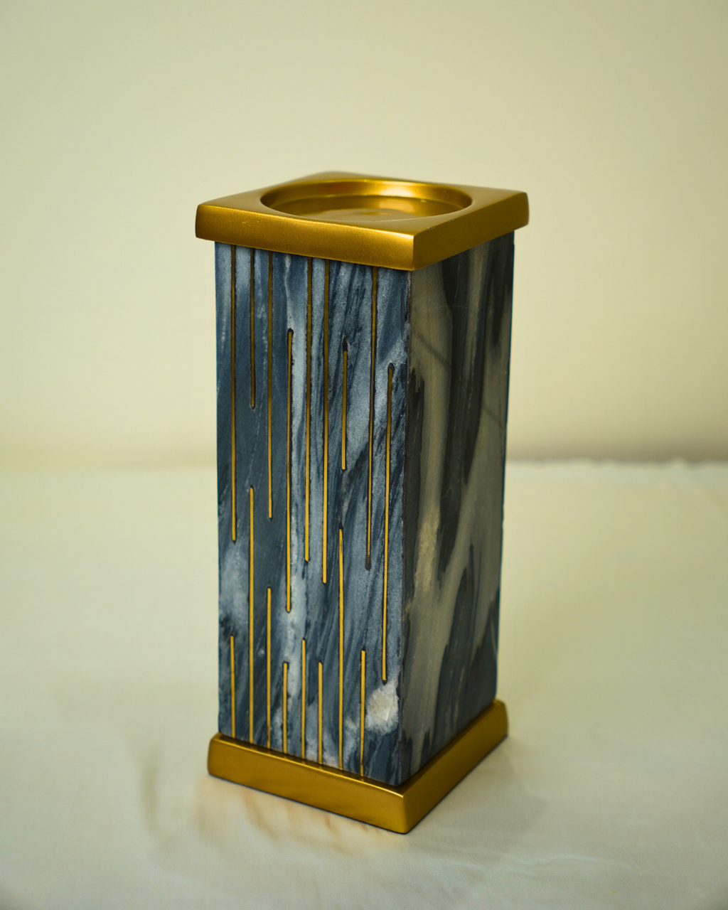 Set of 2 Luxury Metal & Marble Decor Vases