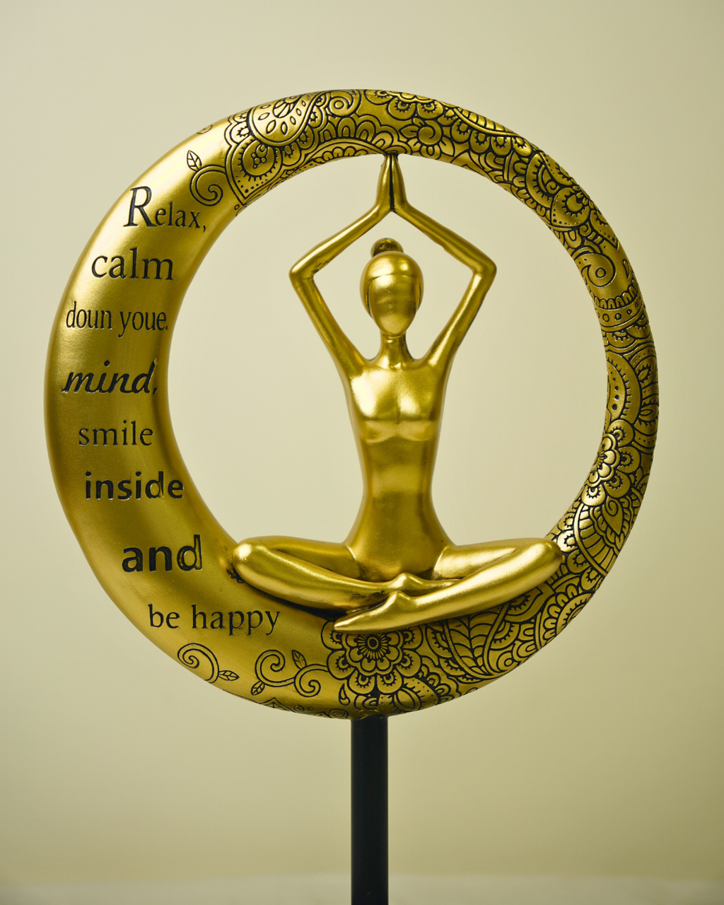 Zen Spirit Yoga Lady - Modern Gold & Black Meditation Artefact