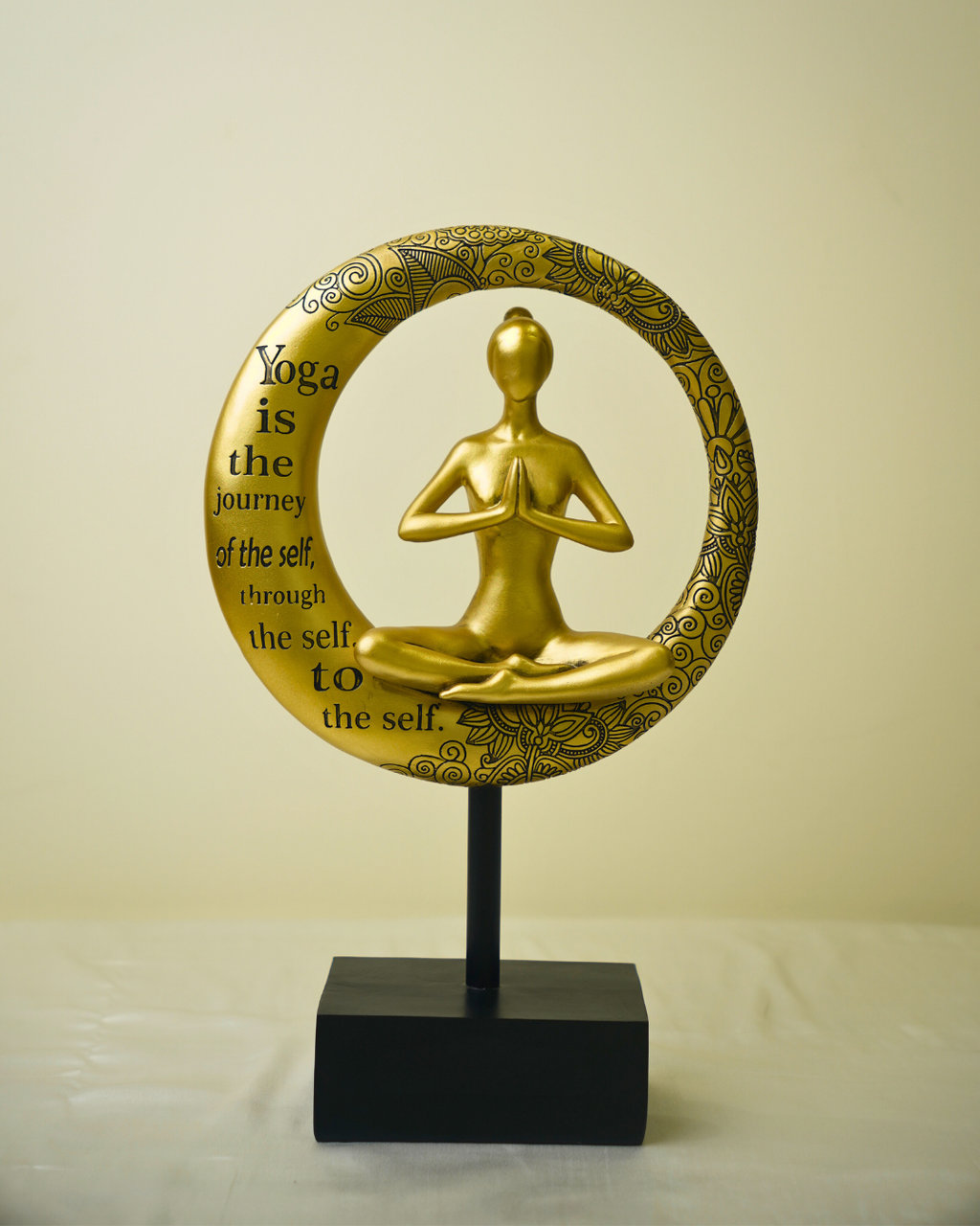 Golden Serenity Yoga Lady - Modern Meditative Mandala Artefact