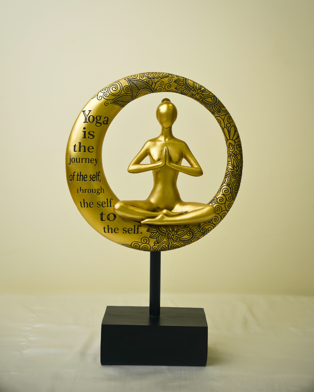 Golden Serenity Yoga Lady - Modern Meditative Mandala Artefact