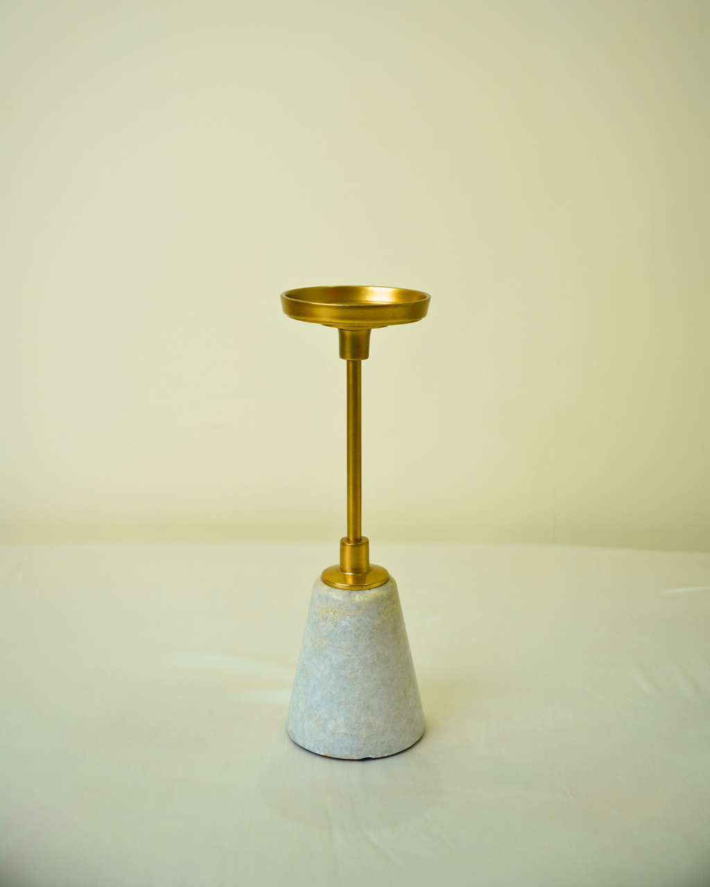 Golden Metal Candle Holder with Marble Base