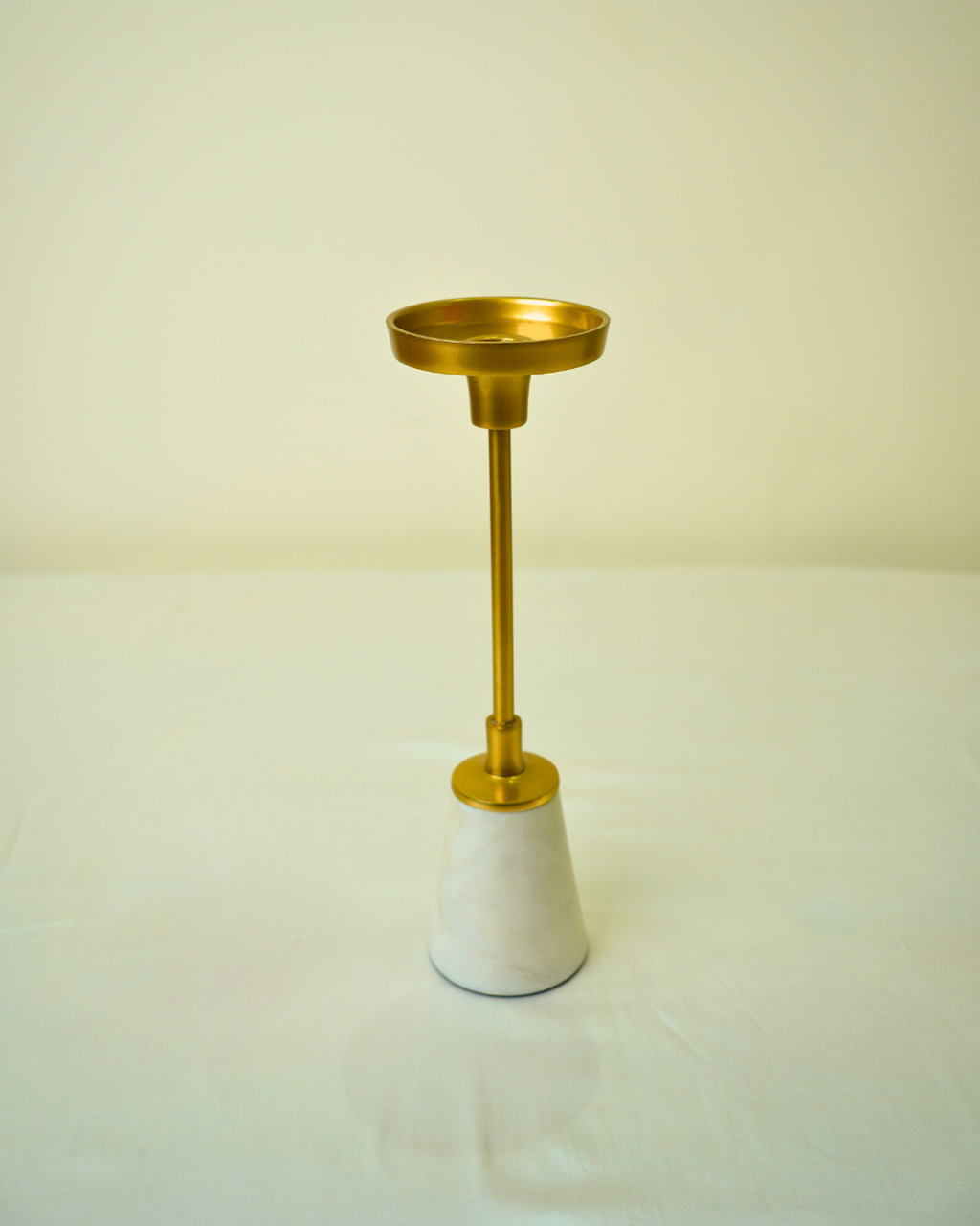 Golden Metal Candle Holder with Marble Base
