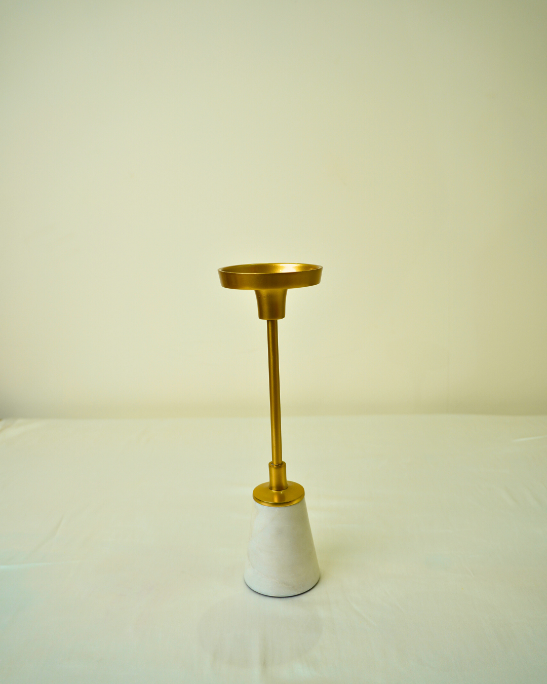 Golden Metal Candle Holder with Marble Base