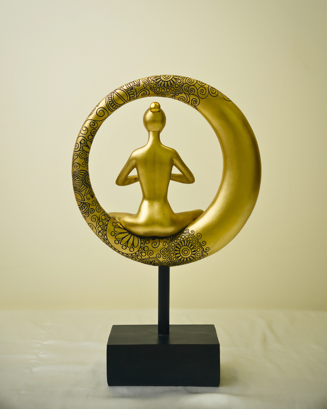 Golden Serenity Yoga Lady - Modern Meditative Mandala Artefact