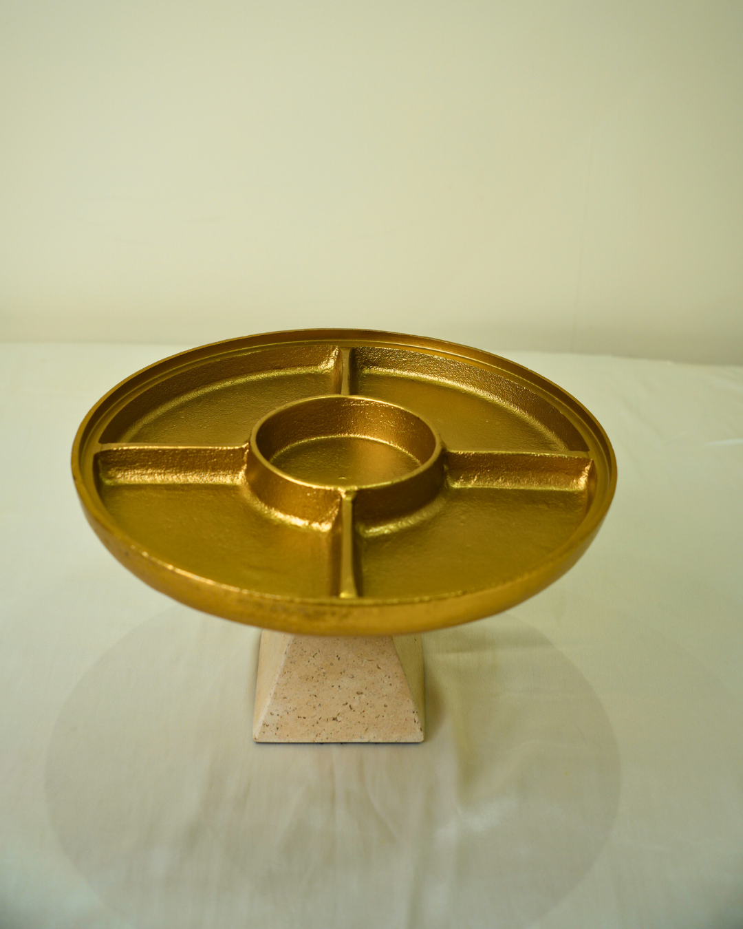 Luxury Glass Dome Serving Platter with Metal & Marble Stand