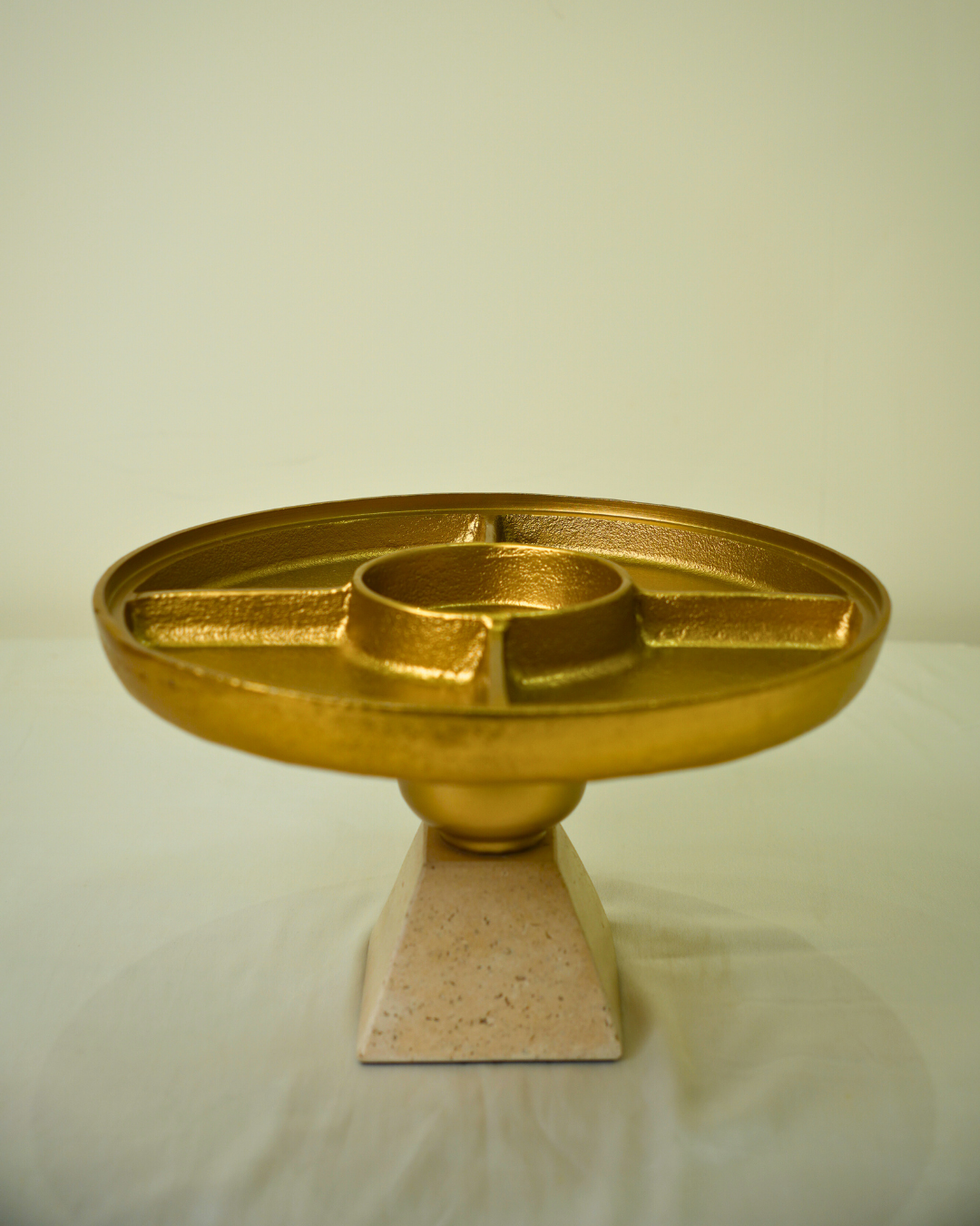 Luxury Glass Dome Serving Platter with Metal & Marble Stand