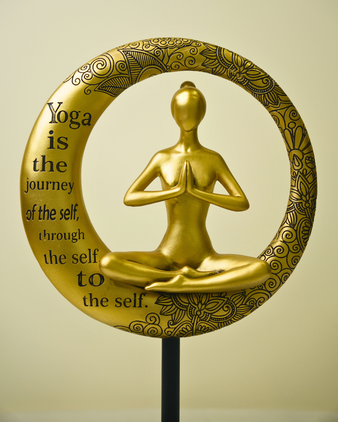 Golden Serenity Yoga Lady - Modern Meditative Mandala Artefact