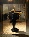 Wolf Decor With Tray (Black & Gold) - Deconique