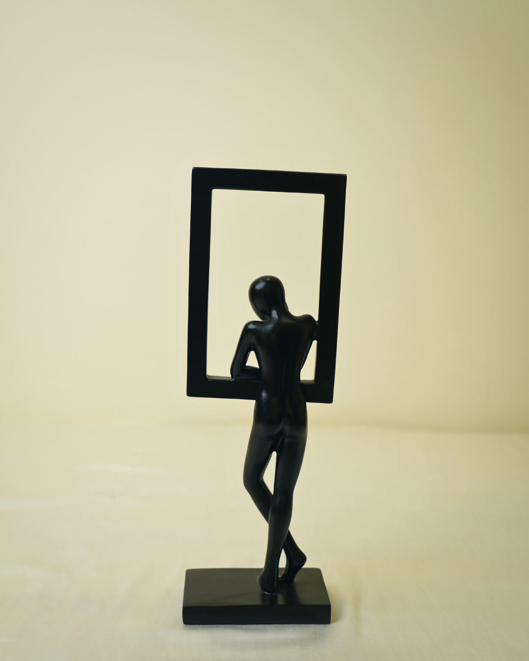 Modern Minimalist Thinker - Black Abstract Figure with Framed Silhouette